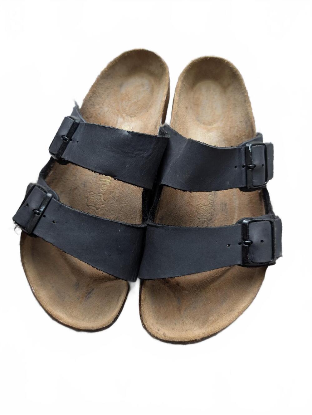 Birkenstock Black Leather Two-Strap Sandals Size 39EU 8-8.5US